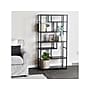 Household Essentials Jamestown 65" 6-Shelf Bookcase, Brown Ashwood/Black Laminate/Steel (8086-1)~#|#~FFEDDDC2-745D-4692-91685A412E3EFE7F_sc7