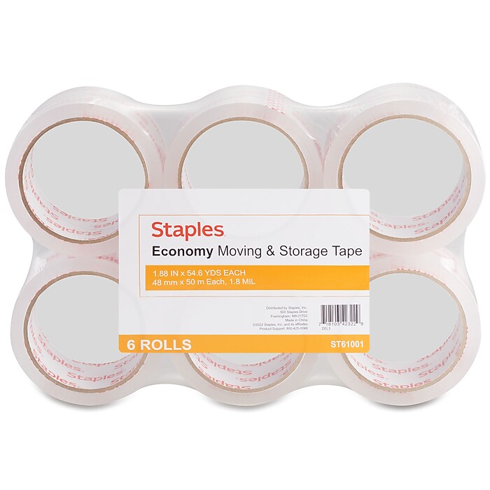 Universal Quiet Tape Box Sealing Tape, 3 Core, 1.88 x 110 yds, Clear, 6/Pack O