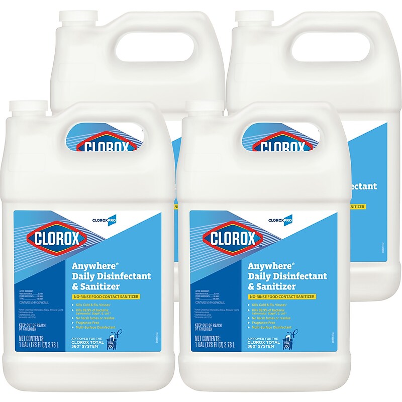 CloroxPro Anywhere Daily Disinfectant & Sanitizer, 1 gal., 4/Carton (31651) image 1