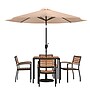 Flash Furniture Lark Outdoor Patio Table Set, Tan Umbrella, 7 Piece Set (XU8104UB19BTN)~#|#~FFFFABA1-2C69-491A-AF6DA11B5BFE3F05_sc7