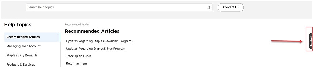 Select the feedback tab extending from the right hand side of the web page.