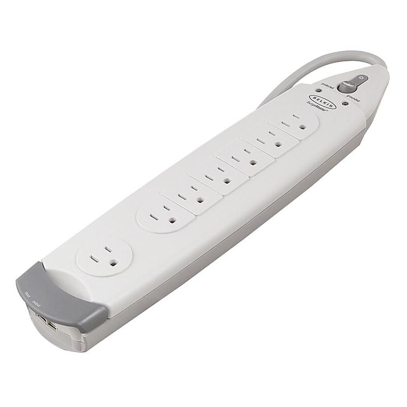 Belkin® SurgeMaster® Home Series 7-Outlet 1045 Joule Surge Suppressor With 6' Cord, White image 1