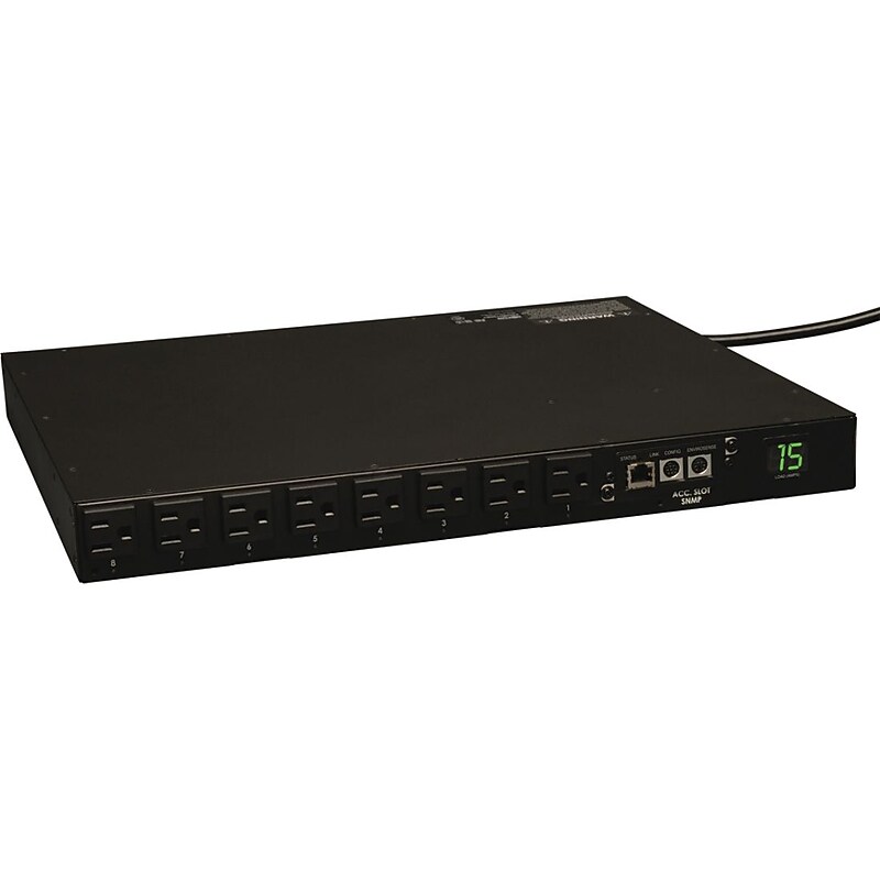 Tripp Lite 120 VAC Switched Power Distribution Unit, 16-Outlet, Black (PDUMH15NET) image 1