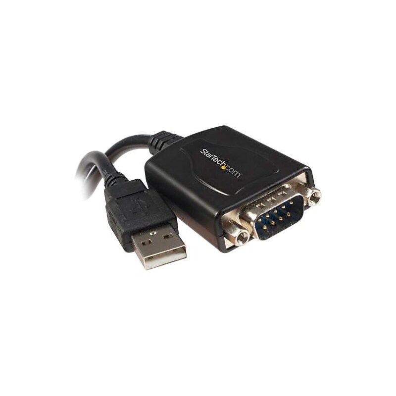 StarTech 1' 1 Port Professional USB to Serial Adapter Cable With COM Retention, Black image 1