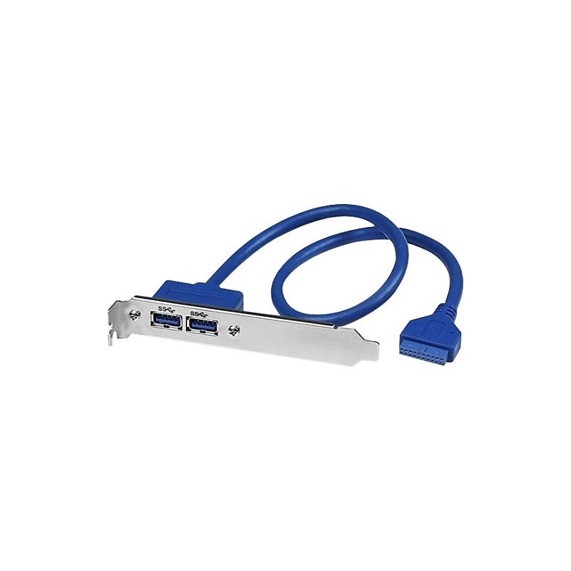 StarTech 2 Port USB 3.0 A Female Slot Plate Adapter, Blue image 1