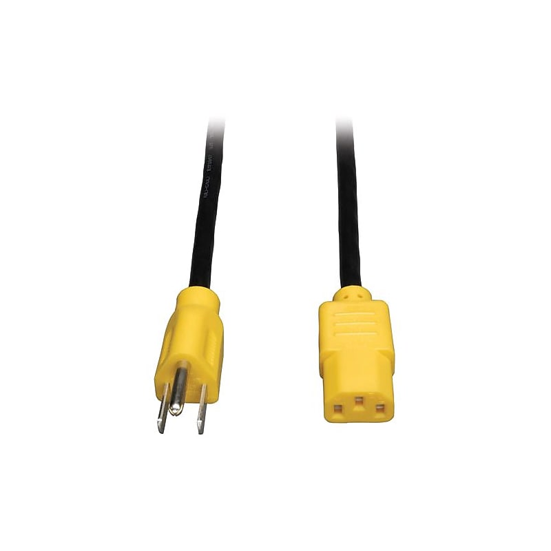 Tripp Lite 4' Black 5-15P/C13 Standard Power Cord, Yellow image 1