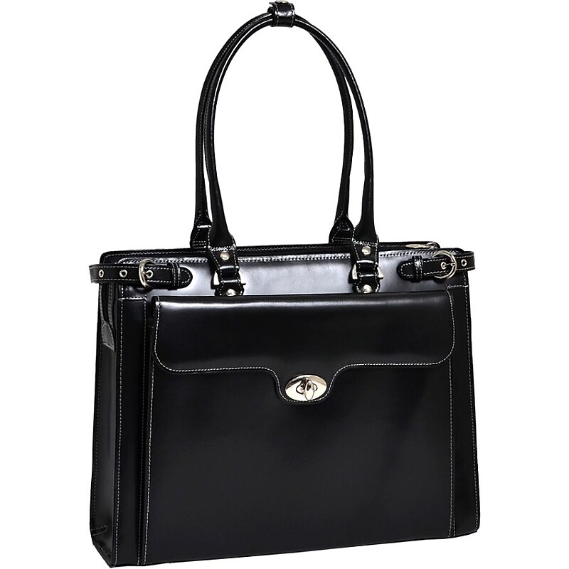 McKlein W Series, WINNETKA, Genuine Cowhide Leather,Ladies' Laptop Briefcase w/ Removable Sleeve, Black (94835) image 1