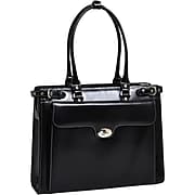 McKlein W Series, WINNETKA, Genuine Cowhide Leather,Ladies' Laptop Briefcase w/ Removable Sleeve, Black (94835)