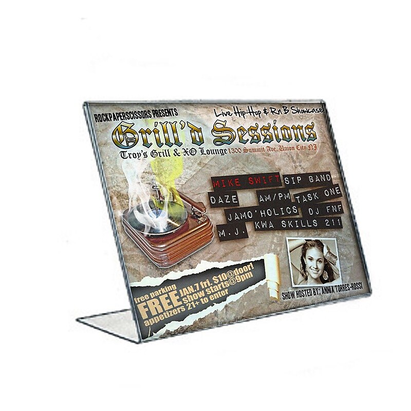 Azar Sign Holders, 17" x 11", Horizontal, Clear Acrylic, 10/Pack (112709) image 1