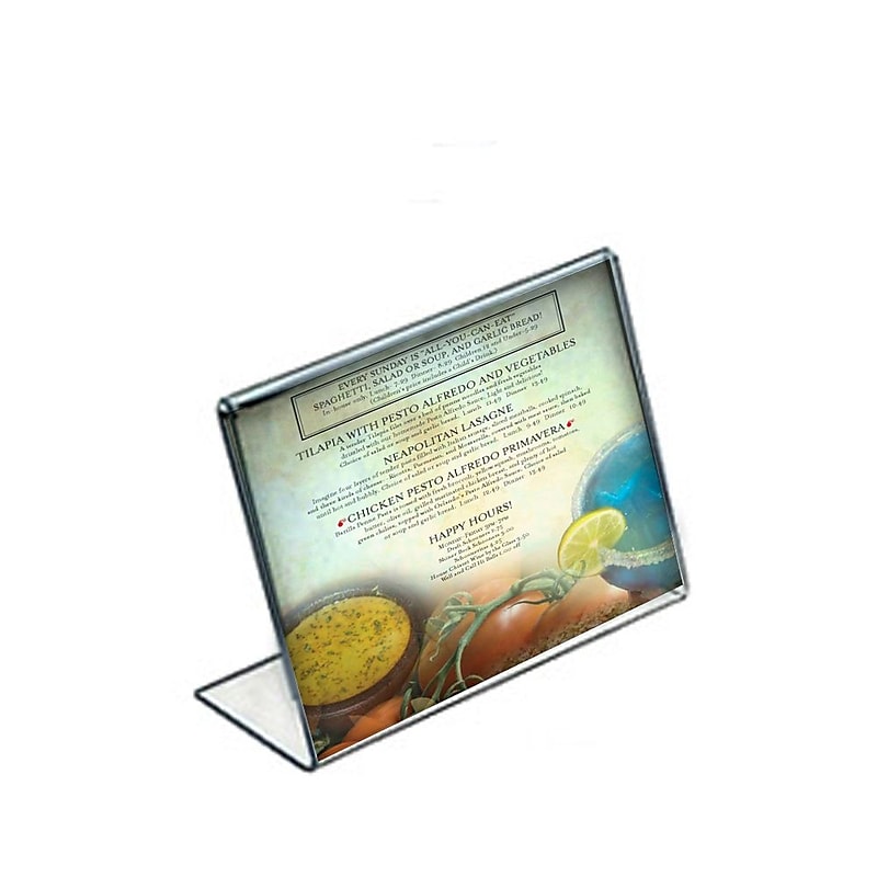 Azar Sign Holder, 7" x 5.5", Horizontal, Clear Acrylic, 10/Pack (112721) image 1