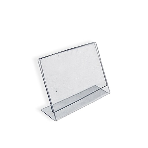 Azar Horizontal Slanted LShape Sign Holder, 2 1/2" x 3 1/2", Clear