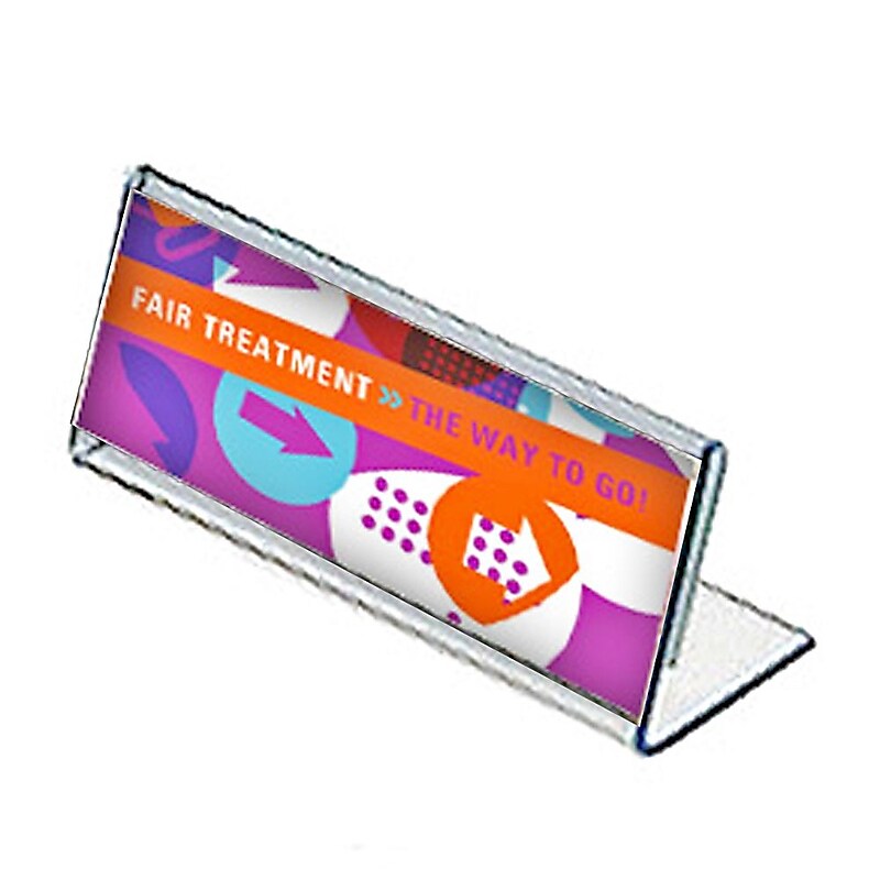 Azar Displays L-Shaped Sign Holder, 8.5"W x 3.5''H, Clear, 10/Pack (112761) image 1
