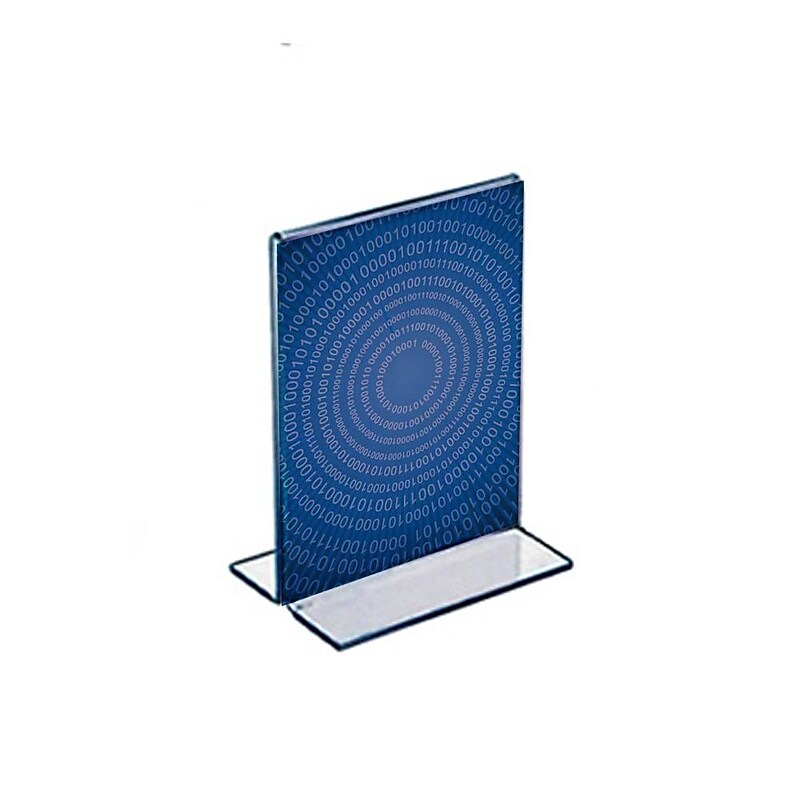 Azar Sign Holder, 4" x 5", Vertical, Clear Acrylic, 10/Pack (152729) image 1