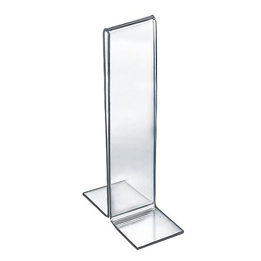 Azar® 8" x 2" Double Foot Acrylic Sign Holder, Clear, 10/Pack Staples