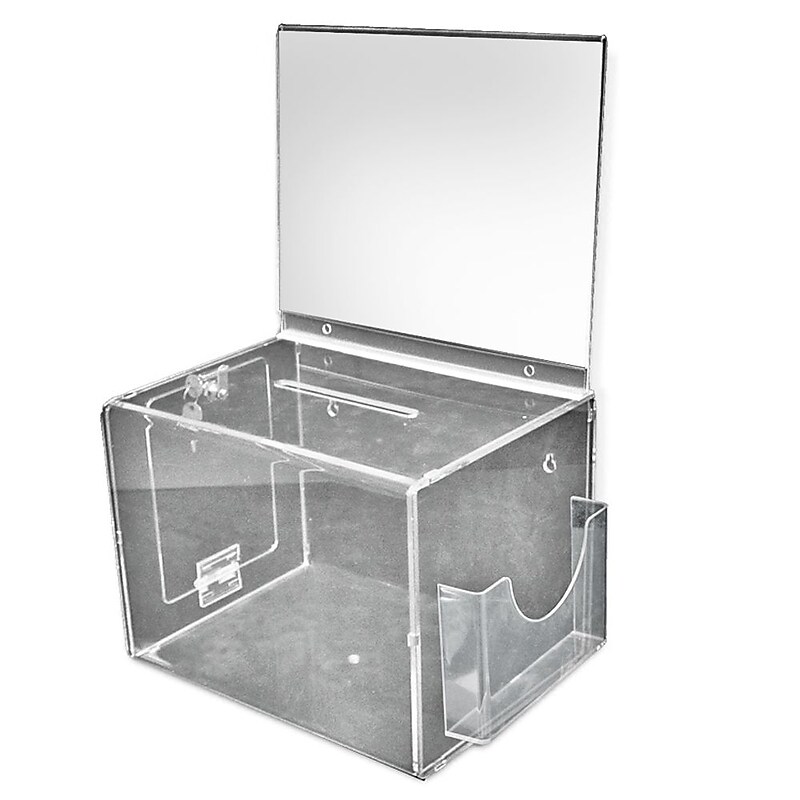 Azar Displays Extra Large Suggestion Box with Lock and Keys on Pedestal. Color: Clear (206300) image 1