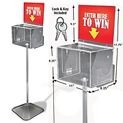 Azar® Extra Large Suggestion Box With Pocket, Lock and Keys on Pedestal, Clear