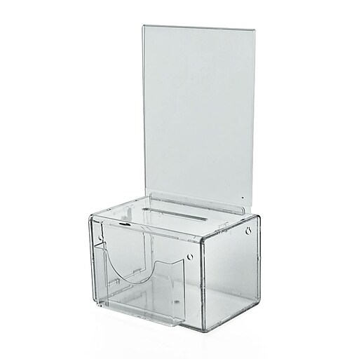 Azar Displays Large Clear Suggestion Box With Pocket, Lock and Keys, 6