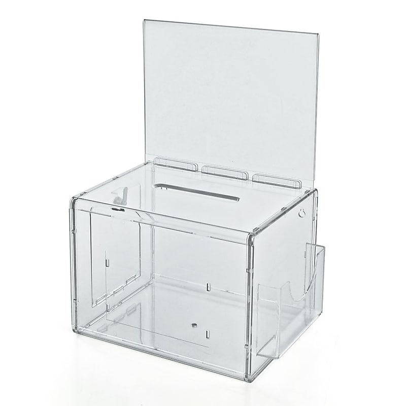 Azar Displays Suggestion Box with Pocket, 6" x 7.75", Clear Acrylic (206389) image 1