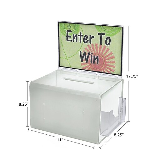 Azar® Extra Large White Suggestion Box With Pocket, Lock and Keys, 8 1/