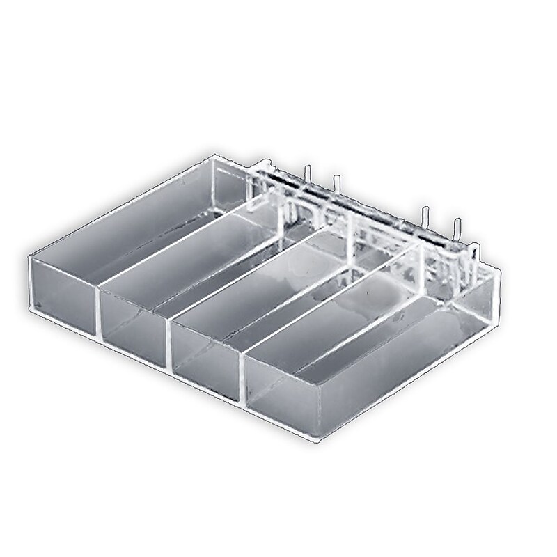 Global Approved  4-Compartment Tray For Pegboard/Slatwall, 1.5