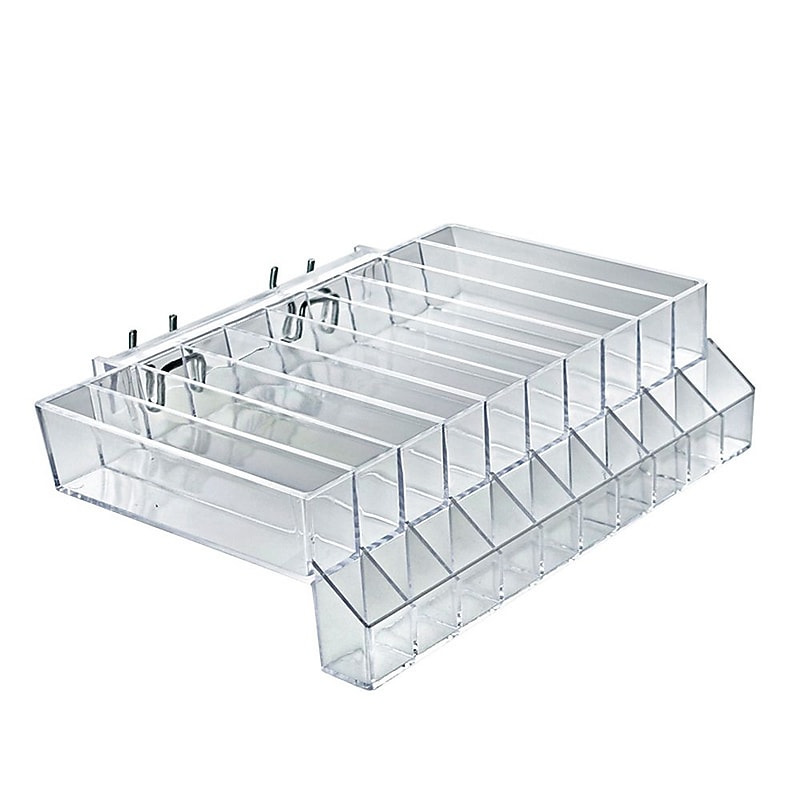 Global Approved  10-Section Lipstick Tray W/ Tester Pgbrd/Slat-W Acrylic - Pkg Qty 2