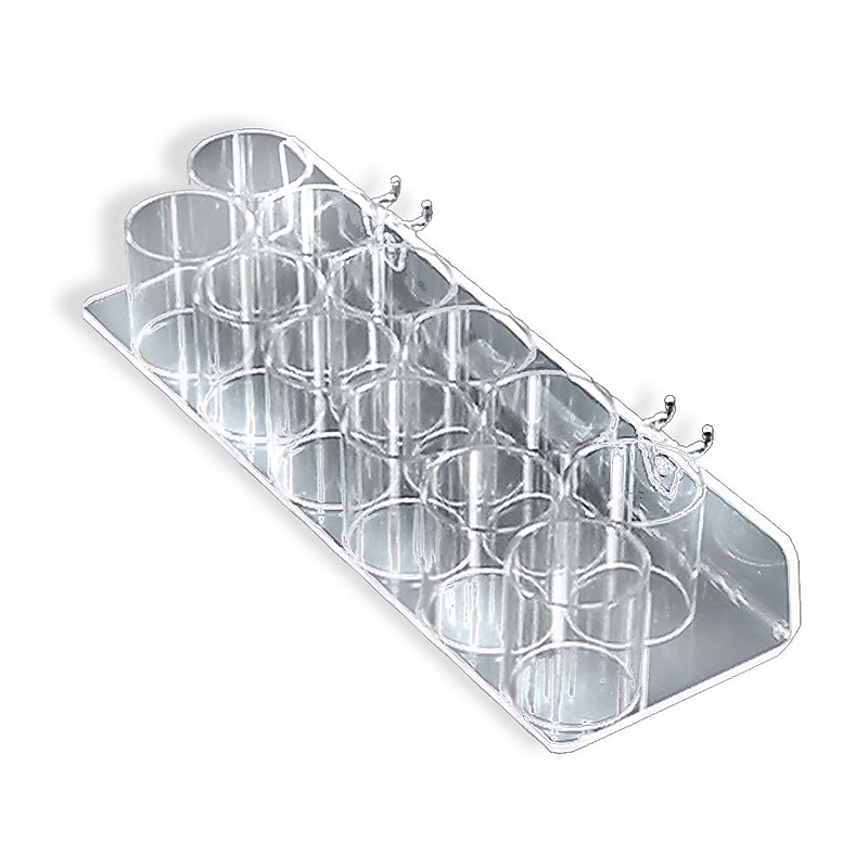 Global Approved  12-Cup Display Tray For Pegboard/Slatwall Acrylic - Pkg Qty 2