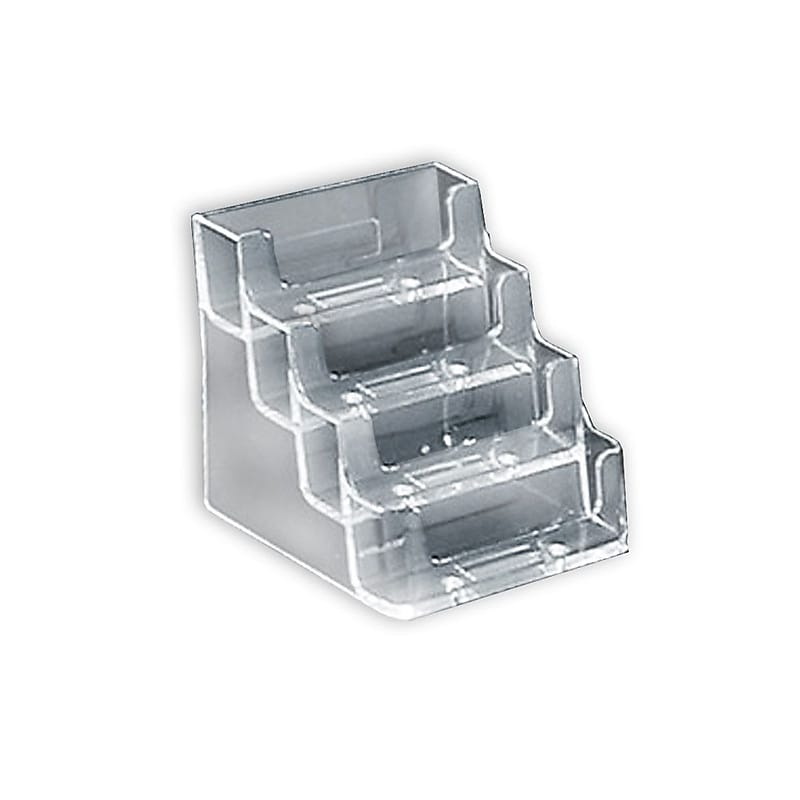Azar 4" x 3 5/8" x 3 1/2" 4-Tier Acrylic Business Card Holder, Clear, 10/Pack image 1