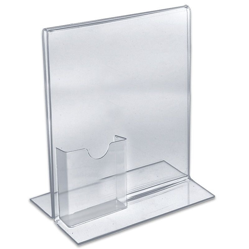 Azar Displays Vertical Stand Up Sign Holder with Attached Brochure Holder 10/Pack image 1