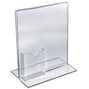 Azar® 11" x 8 1/2" Vertical Double Stand Up Acrylic Sign Holder Brochure Pocket, Clear, 10/Pack
