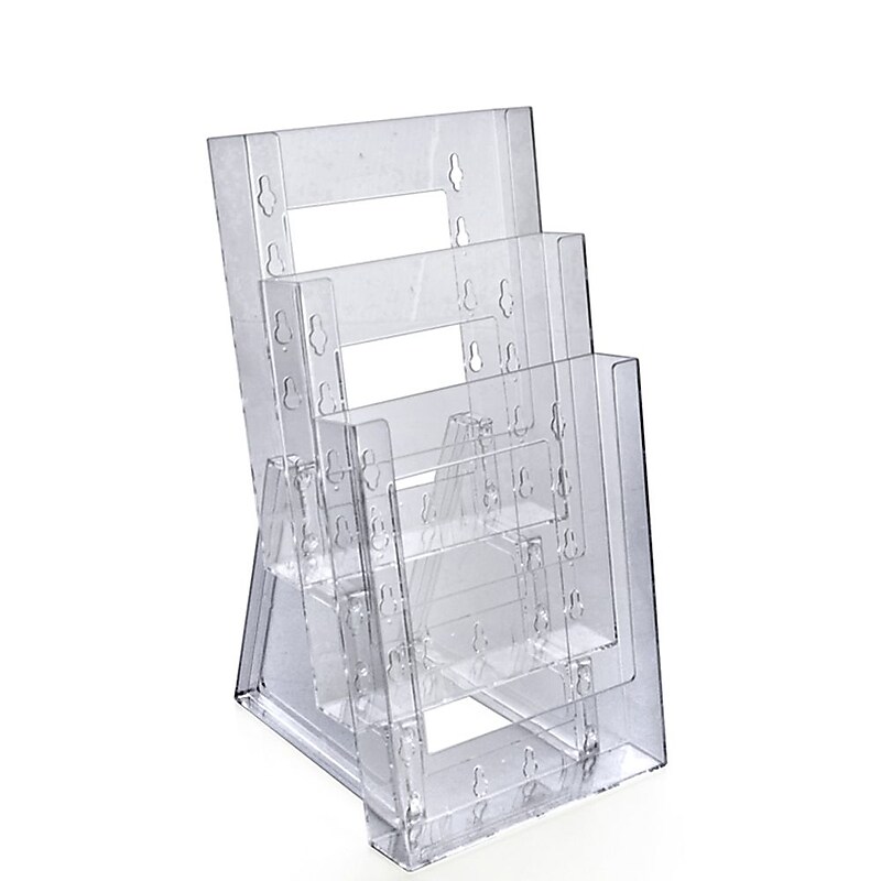 Azar Brochure Holder,11.75" x 6.25", Vertical, Clear Acrylic, 2/Pack (252305) image 1