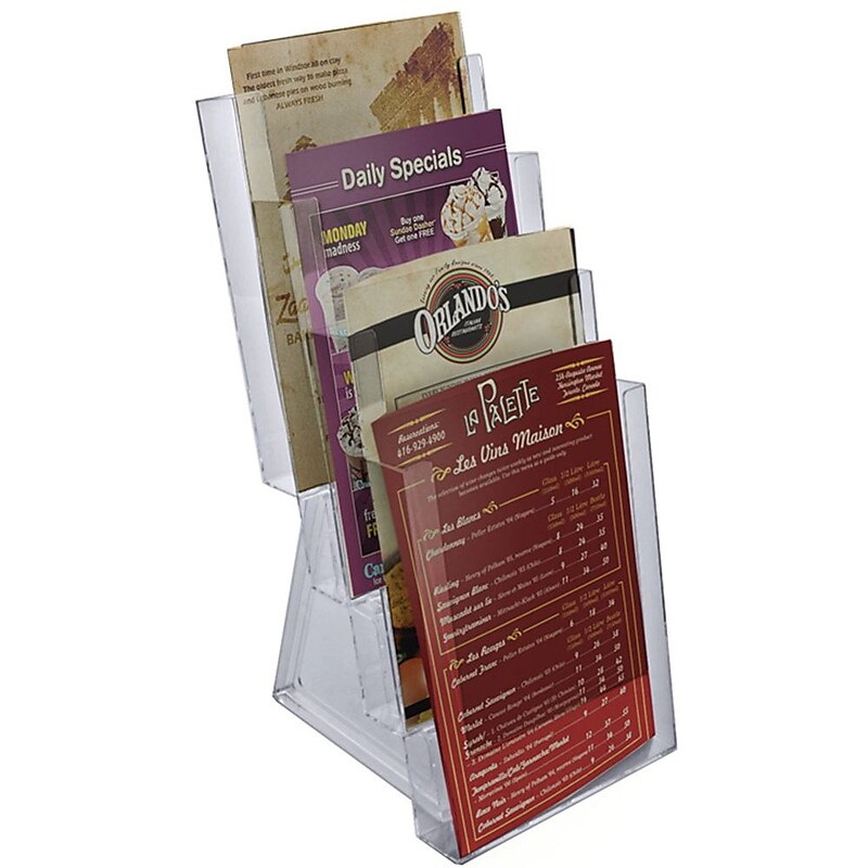 Azar Brochure Holder, 13.25" x 6.25", Vertical, Clear Acrylic, 2/Pack (252307) image 1