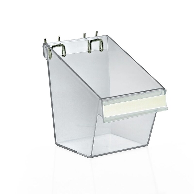 Azar Displays 6.88" x 5.35" Pegboard Bucket, Clear, 4/Pack(556127) image 1