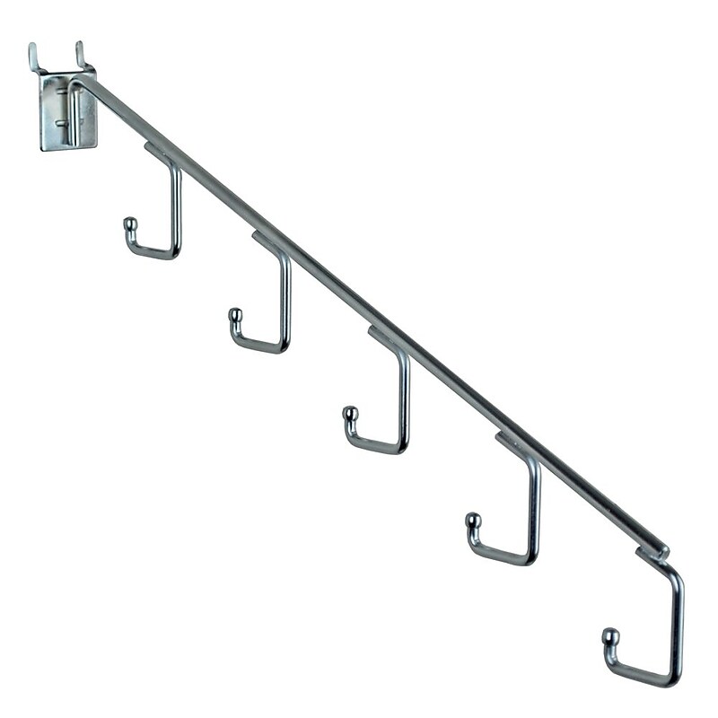 Azar Displays 15"L Five Hook Chrome Waterfall Faceout Hook. 1.25" Between Each Station: Hooks 0.25" Diameter, 10-Pack (700860) image 1
