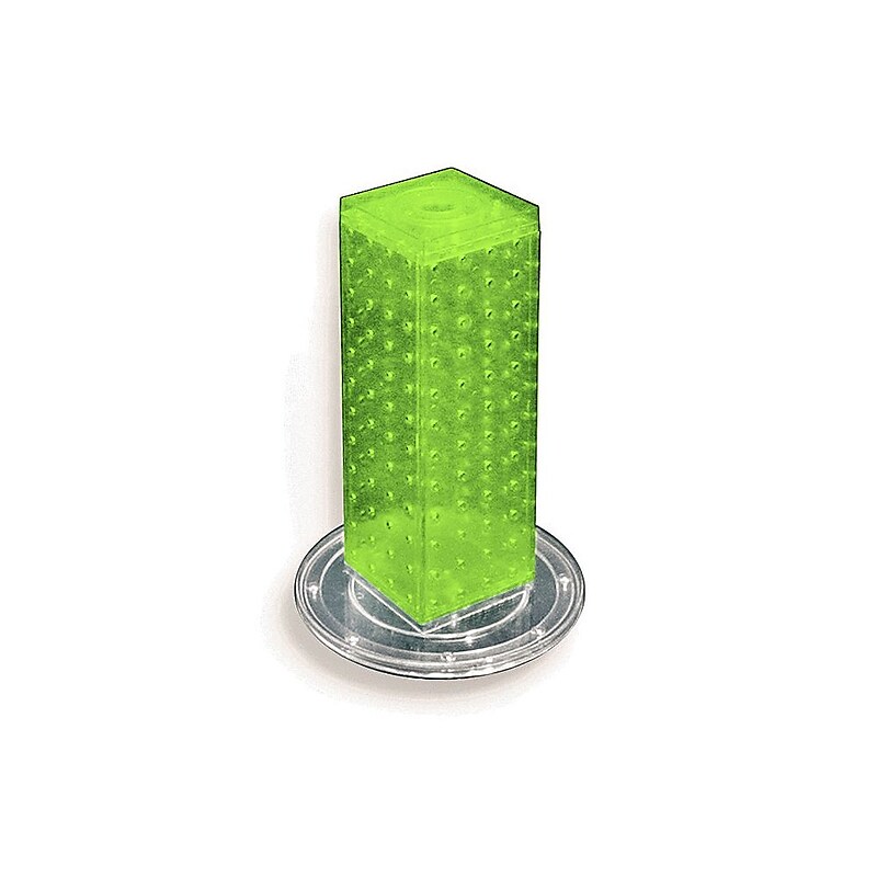 Azar 12"(H) x 4"(W) x 4"(D) 4-Sided Revolving Pegboard Counter Display, Green image 1