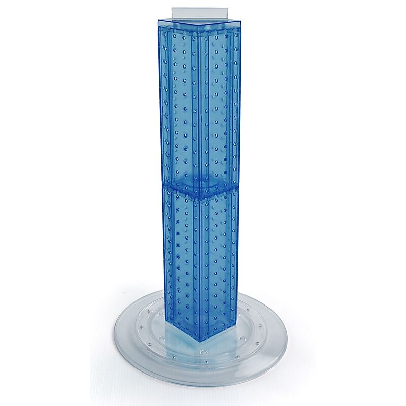 Azar 24"(H) x 4"(W) x 4"(D) 4-Sided Revolving Pegboard Counter Display, Blue Translucent image 1
