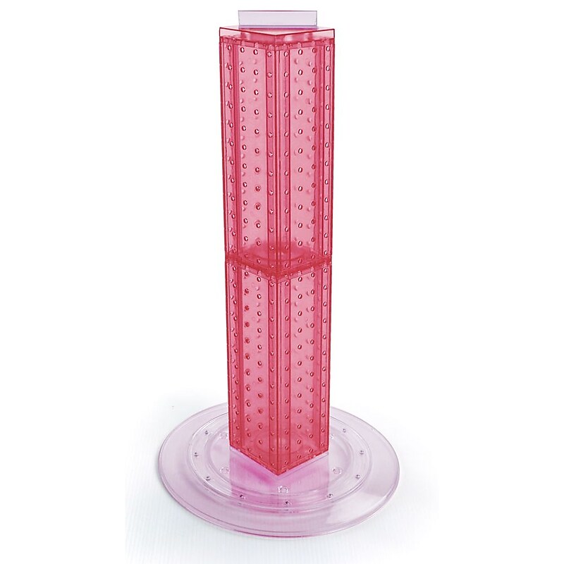 Azar 4"W 4-Sided Revolving Pegboard Counter Display, Pink (700222-PNK) image 1