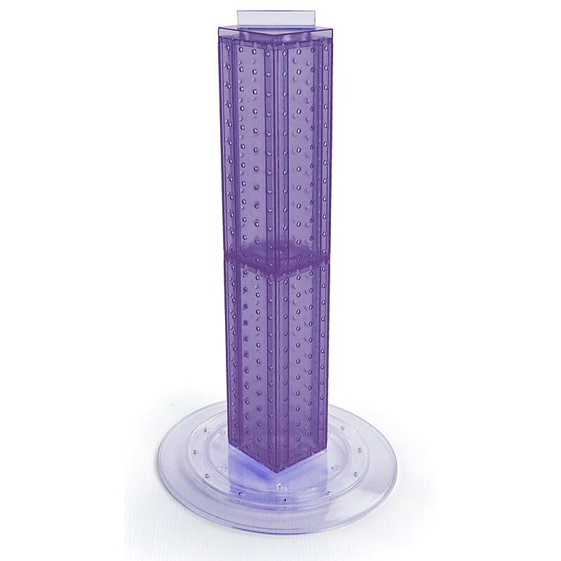 Azar 24"(H) x 4"(W) x 4"(D) 4-Sided Revolving Pegboard Counter Display, Purple Translucent (700222-PUR) image 1