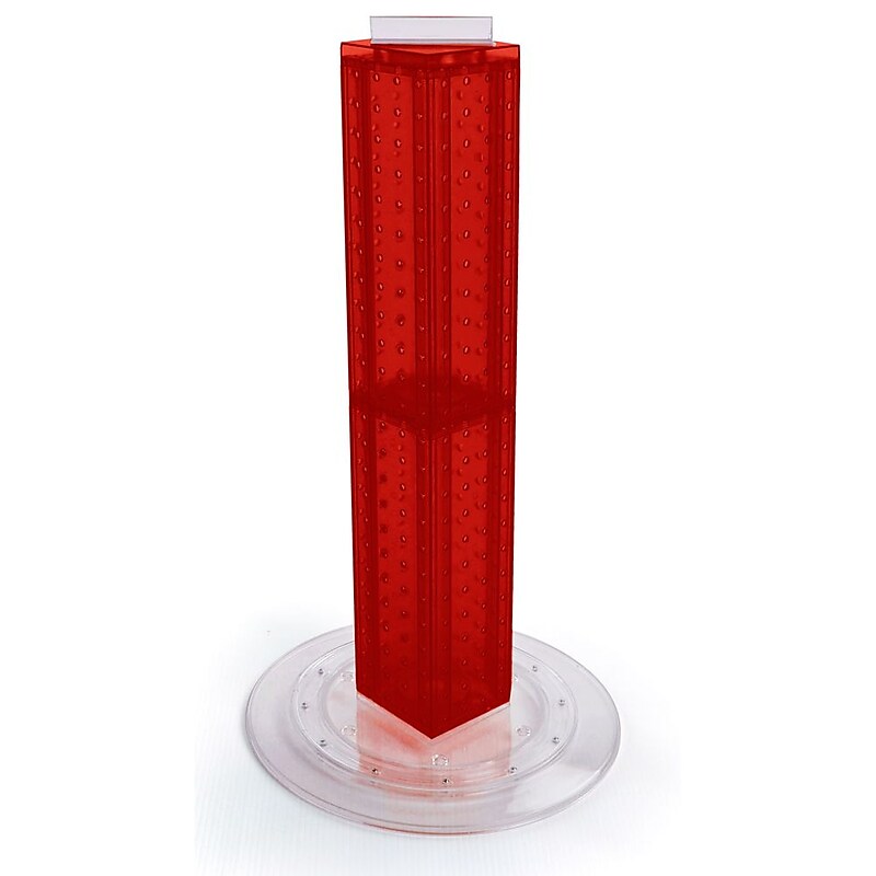 Azar 4"W 4-Sided Revolving Pegboard Counter Display, Red (700222-RED) image 1