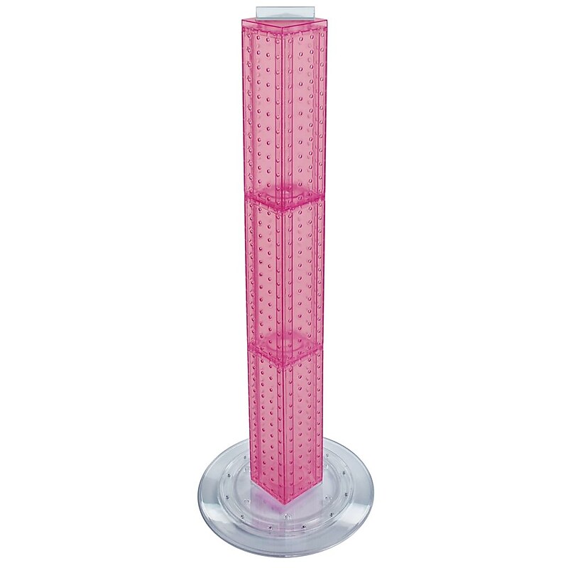 Azar 4"W 4-Sided Revolving Pegboard Counter Display, Pink (700223-PNK) image 1