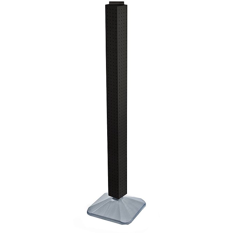Azar 48" x 4" Standard 4-Sided Interlocking Pegboard Display Tower, Black (700225-BLK) image 1