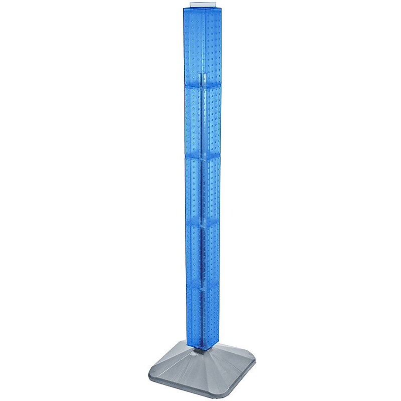 Azar® 48"(H) x 4"(W) x 4"(D) Standard 4-Sided Interlocking Pegboard Display Tower, Blue image 1