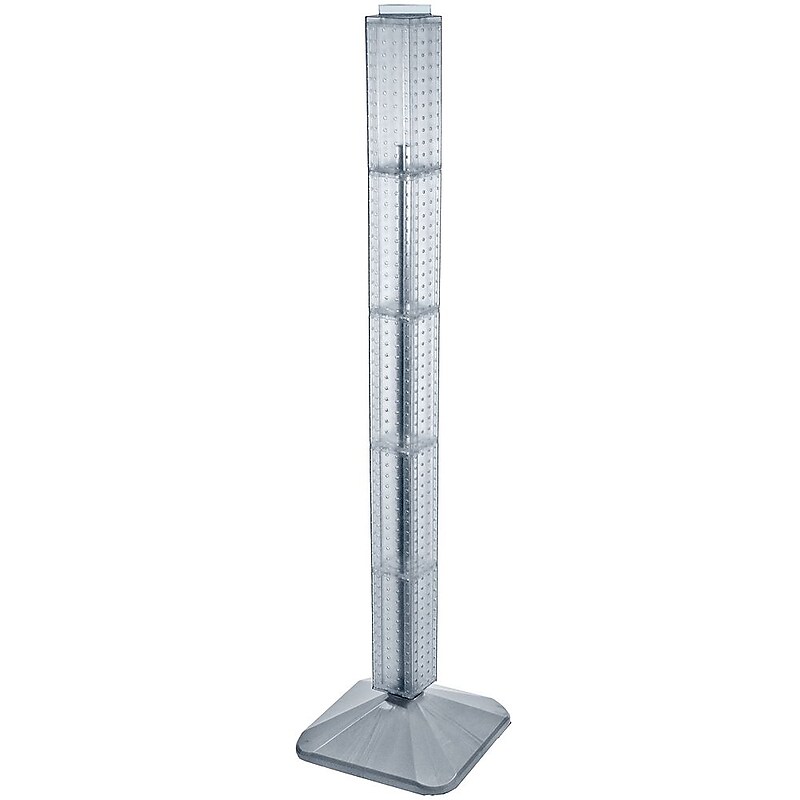 Azar 48" x 4" Standard 4-Sided Interlocking Pegboard Display Tower, Clear (700225-CLR) image 1