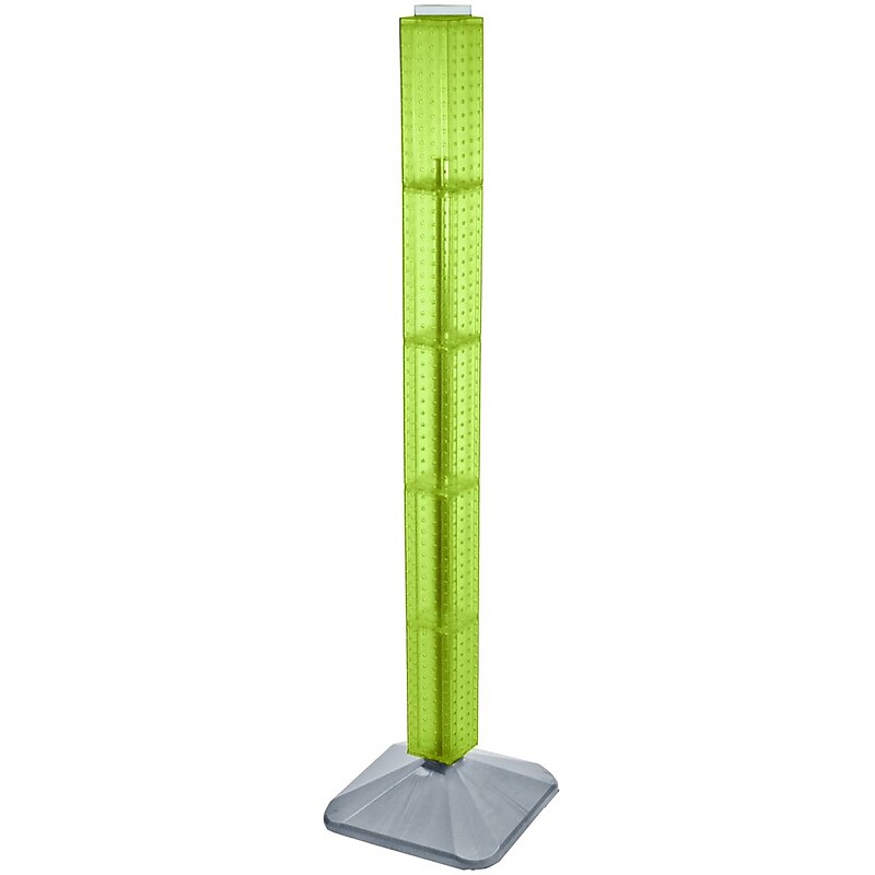 Azar 48" x 4" Standard 4-Sided Interlocking Pegboard Display Tower, Green (700225-GRE) image 1