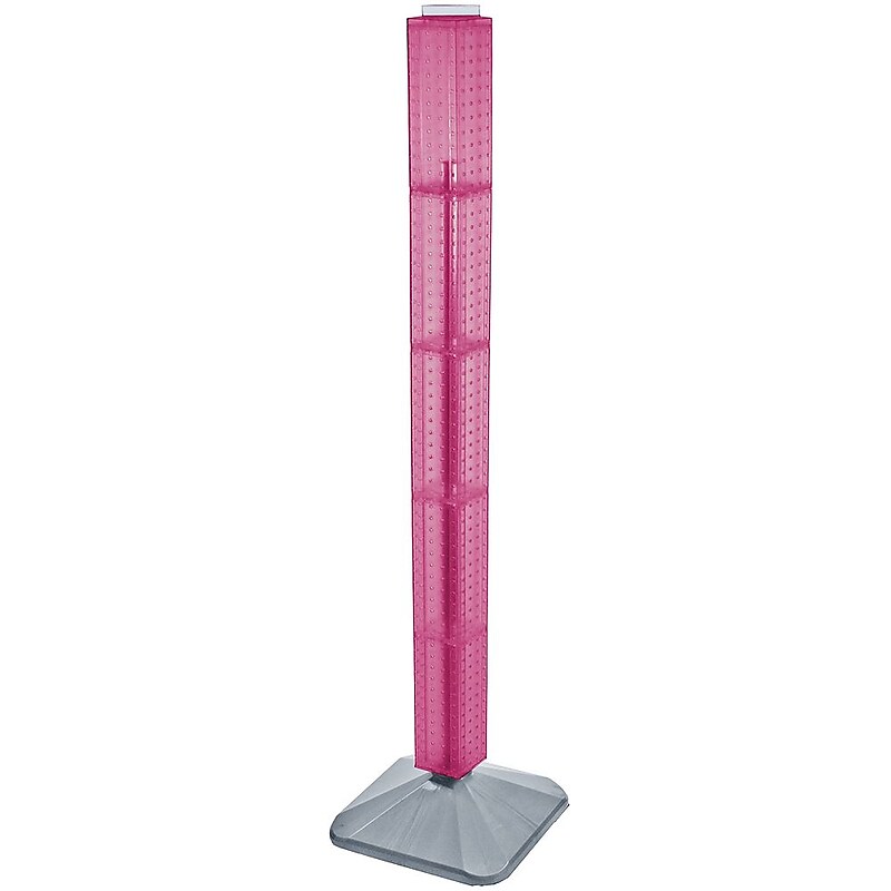 Azar 48" x 4" Standard 4-Sided Interlocking Pegboard Display Tower, Pink (700225-PNK) image 1