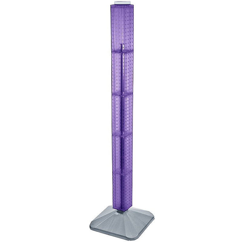 Azar® 48"(H) x 4"(W) x 4"(D) Standard 4-Sided Interlocking Pegboard Display Tower, Purple image 1