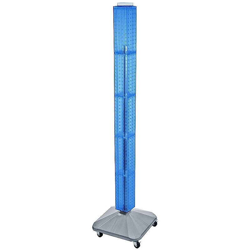 Azar® 60"(H) x 4"(W) x 4"(D) Standard Interlocking Pegboard Display Tower, Blue image 1
