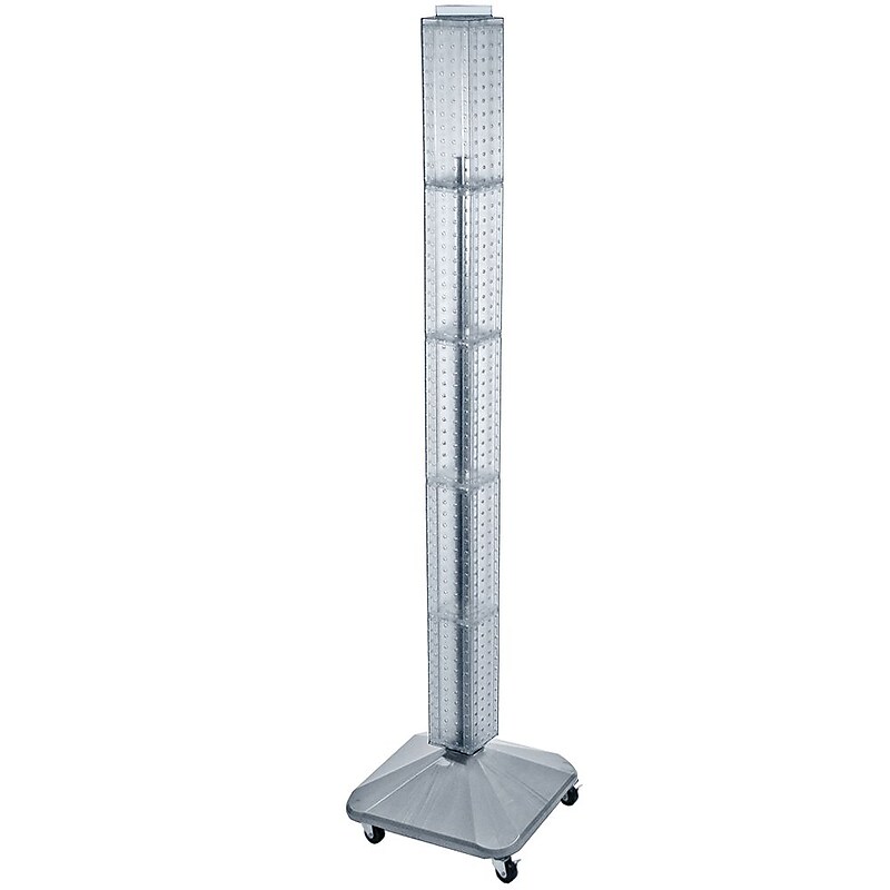 Azar 60" x 4" Standard Interlocking Pegboard Display Tower, Clear (700226-CLR) image 1