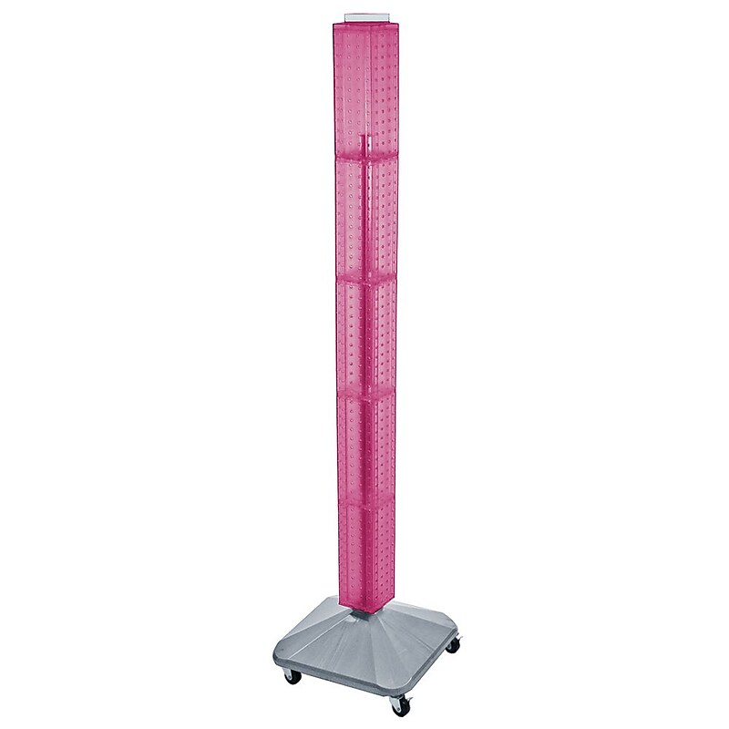 Azar® 60"(H) x 4"(W) x 4"(D) Standard Interlocking Pegboard Display Tower, Pink image 1