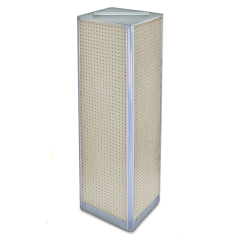 Azar® 60"(H) x 16"(W) 4-Sided Pegboard Spinner Floor Display, Almond image 1