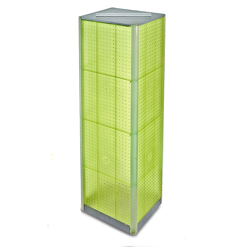 Azar 60" x 16" 4-Sided Pegboard Spinner Floor Display, Green (700405-GRE) image 1